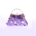 Funkelnde lila Pailletten Abendtasche mit goldfarbenem Griff für Partys - 9037 Große Paillette / Dunkelviolett