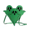 Green Halloween ghost face crossbody bag for women with whimsical spooky design - Green