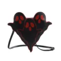 Halloween themed ghost shaped crossbody bag in black faux leather with red ghost face print - Black with Red