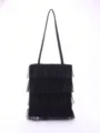 Elegant black ruffled mesh tote bag featuring a tiered cake skirt style for women - Black (Tulle Four-Layer Skirt Style)