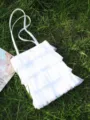 Elegant white mesh tiered cake skirt style tote bag with long double shoulder straps - White (Tulle Four-Layer Skirt Style)