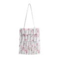 Geblümte plissierte Tasche im Lagen-Design für Damen - Rosa Blumig