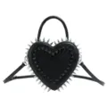 Black heart-shaped crossbody bag with metal spikes, punk style top handle shoulder handbag. - Black Heart with Cone Studs