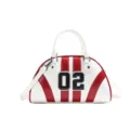 Red and white color-block bowling handbag with number 02 decoration - 02 Patch Style / White