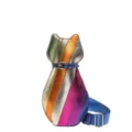 Rainbow cat-shaped crossbody bag with metallic pebbled leather and adjustable blue strap - Multicolor