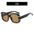 Gafas de sol cuadradas vintage con montura negra y cristales marrones para mujer - C2 Montura Negro Brillante Lente Té