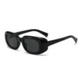 Occhiali da sole retrò neri a montatura quadrata spessa da donna con protezione UV 400 - Nero Lucido Lente Grigia