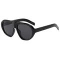Gafas de sol aviador oversize negras hombre mujer proteccion UV400 estilo moderno - Negro Brillante Lente Gris