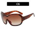 Individual Y2K future style one-piece sports sunglasses with a tortoiseshell pattern frame - Tortoise Shell Frame Tea Lens