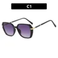 Gafas de sol cuadradas retro con montura negra y lentes degradadas violetas, tipo C1 - Talla Universal / C1-Negro Brillante Gris Doble