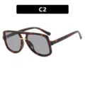 Retro schildpad zonnebril met dubbele brug aviator voor dames, SKU variant kleur C2 - Eén maat / Schildpad met Grijze Lens