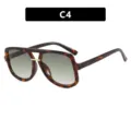 Retro aviator zonnebril met schildpadpatroon en grijze gradiëntglazen, kleur C4 - Eén maat / Tortoiseshell Gradient Green Lens