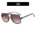 Classic retro aviator sunglasses featuring a grey frame and brown gradient lenses - One Size / Transparent Gray Gradient Brown Lens