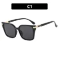 Gafas de sol cuadradas retro con montura negra y detalles dorados, variante C1 - Estilo Cuadrado Minimalista (C1) / Negro Brillante