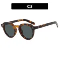 Gafas de sol redondas vintage de carey con detalles de tachuelas en color variante C3 - Estilo C3 / Leopardo / Lentes Grises