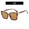 Gafas de sol rectangulares retro de carey con cristales marrones, estilo C2 moderno - Estilo Cuadrado Minimalista (C2) / Tortoise