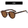 Gafas de sol retro redondas irregulares de carey con tachuelas color C4 - Estilo C4 / Estampado de Leopardo
