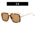 Lunettes de soleil carrées écaillées oversize avec double pont et branches dorées C4 - Style Écaille Thé Léger (C4)
