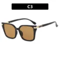Gafas de sol cuadradas retro con montura negra y lentes marrones, variante C3 - Estilo Cuadrado Minimalista (C3) / Negro Brillante con Lente Té Claro