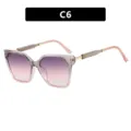 Stylish square cat-eye sunglasses with purple gradient lenses and grey frames - Grey to Pink Purple Pink White