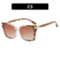 Retro square tortoiseshell sunglasses with brown gradient lenses and gold accents, SKU C5 - Transparent White Tortoise