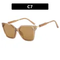 Retro oversized cat eye sunglasses in transparent amber brown finish for women's fashion - Champagne Tea Light Tea