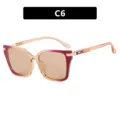Stylish square sunglasses with a wine red and champagne gradient frame, color C6 - Gradient Purple Tea
