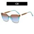 Stylish oversized cat-eye sunglasses featuring a brown to blue gradient frame - Tea Blue White Tea to Blue