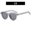 Gafas de sol retro redondas irregulares con montura gris transparente y tachuelas - Gris Transparente / Lente Gris