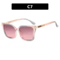 Square minimalist sunglasses with pink and grey gradient lenses and gold temples - Transparent Grey Pink Gradient