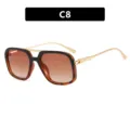 Lunettes de soleil carrées vintage à double pont avec verres dégradés marron C8 - Style Noir Écaille Dégradé Thé (C8)