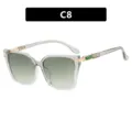 Square minimalist sunglasses with clear grey frame and gradient lenses C8 - Transparent Grey White Green Gradient