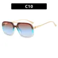 Lunettes de soleil rétro carrées à double pont avec verres dégradés bleus femme - Style Dégradé Thé Bleu Blanc (C10)