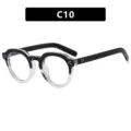 Gafas retro redondas irregulares con montura negra y transparente y detalles de clavos - Montura Dividida Negro y Transparente Lente Transparente