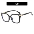 Stylish black square-frame glasses with gold metal accents, variant C9 - Shiny Black Clear Lens