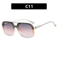 Lunettes de soleil carrées vintage à double pont avec verres dégradés violet-orange, C11 - Style Vert Rose Blanc Gris Rose (C11)