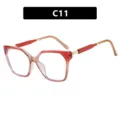 Stylish oversized cat-eye square glasses featuring a modern red gradient frame design - Transparent Red Tea Clear Lens