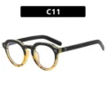 Gafas de sol redondas retro con tachuelas metálicas en negro y carey modelo C11 - Negro Carey Dividido Lente Transparente