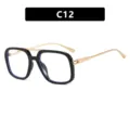 Lunettes de mode carrées rétro avec monture noire et dorée, code de variante C12 - Style Noir Brillant Verres Clairs (C12)