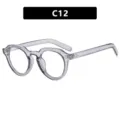 Gafas de sol redondas grises transparentes con detalles de clavos estilo retro C12. - Gris Transparente Lentes Transparentes