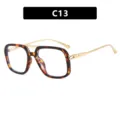 Lunettes vintage carrées en écaille de tortue avec double pont métallique doré C13 - Style Écaille Verres Clairs (C13)