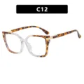 Modern square two-tone retro sunglasses with tortoise and clear frames, variant model C12 - Tortoise Transparent Patchwork Clear Lens