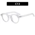 Gafas de sol redondas irregulares transparentes con remaches retro vintage, modelo SKU C13 - Blanco Transparente Lente Blanca