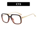 Lunettes de soleil carrées vintage surdimensionnées à double pont monture écaille C15 - Style Noir Écaille Verres Clairs (C15)
