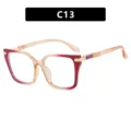 Stylish vintage square color-blocked sunglasses featuring gradient red and amber frames - Purple Tea Clear Lens
