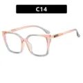 Retro square frame sunglasses featuring a peach to grey gradient and gold accents - Transparent Grey Pink Clear Lens