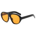 Gafas de sol aviador oversize montura negra lentes naranjas estilo moda proteccion UV. - Negro Brillante Naranja Oscuro