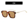 Elegante quadratische Sonnenbrille in Schildpatt-Optik mit goldenen Perlenbügeln und Gläsern - Schildpatt Hellbraun Stil (C4) / Schildpatt Helltee
