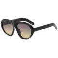Gafas de sol de aviador negras modernas y versátiles con protección UV y lentes degradadas. - Degradado Gris a Té