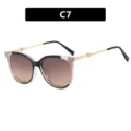 Katzenaugen-Sonnenbrille mit Perlenherz an Goldbügeln, Modell C7 Fashion Look - Schwarz Kaffee (C7)